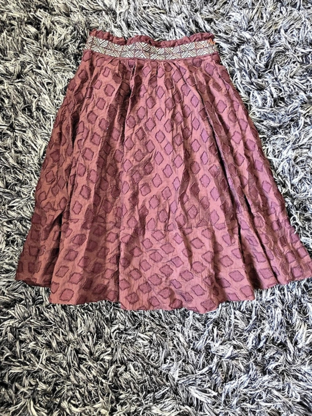 MAEVE Diamond-Cut Midi Skirt Geometric Purple